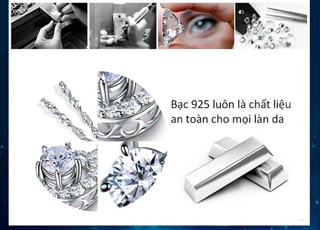 Dây chuyền nữ Ánh dương S925 nạm đá lấp lánh, vòng cổ bạc nữ, dây chuyền mặt đính đá, dây chuyền bạc DC56