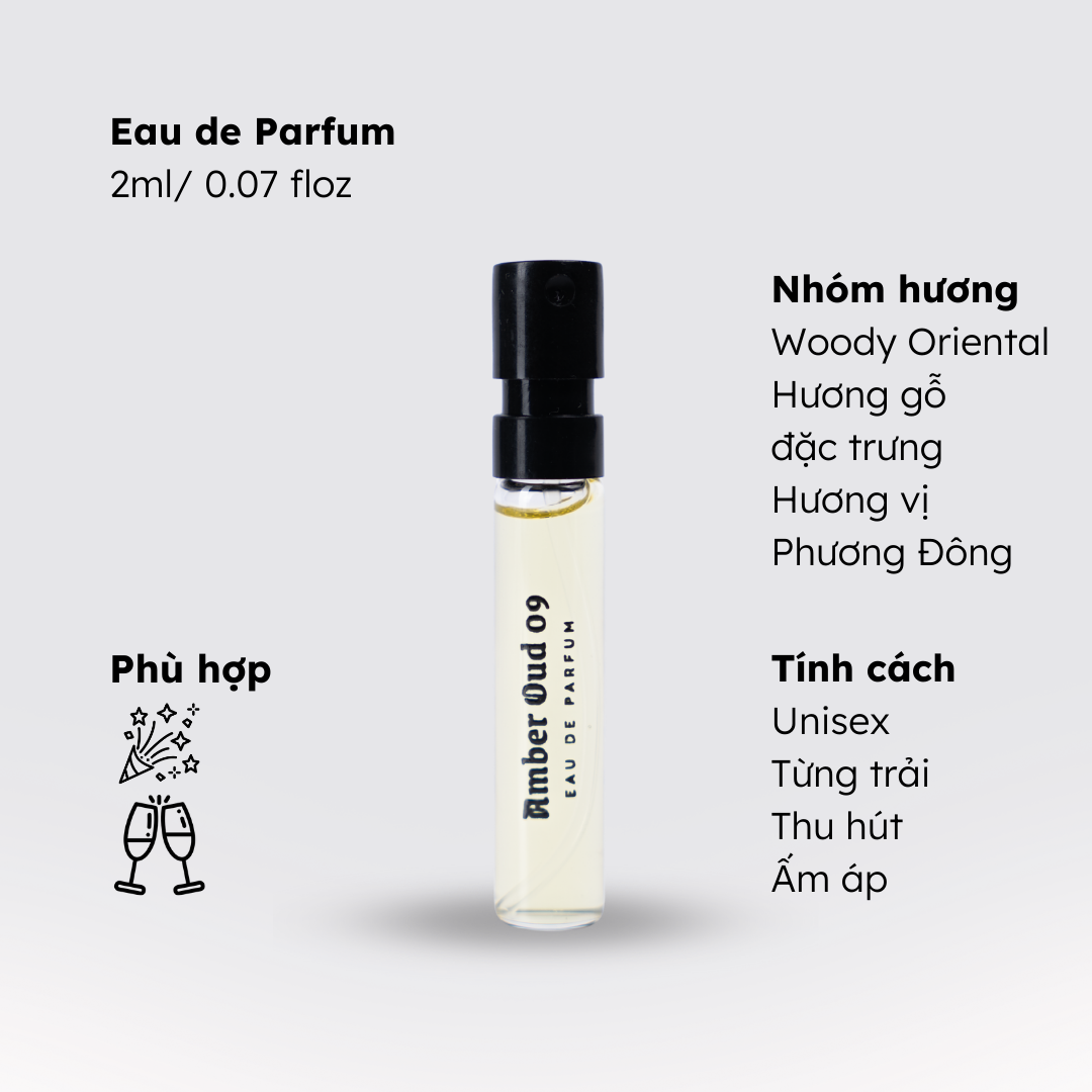 Nước hoa nam Morra No.28 (Amber Oud 09) dạng xịt 2ml nguyên liệu nhập Pháp hương Phương Đông nồng ấm từng trải, thu hút, ấm áp lưu hương thơm lâu
