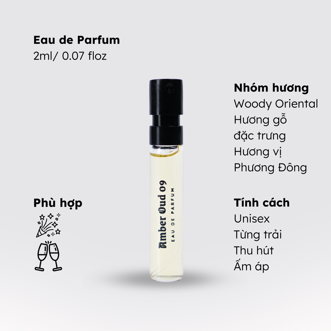 Nước Hoa Nam Nữ Chính Hãng Morra Amber Oud 09 2ml Nguyên Liệu Nhập Pháp Hương Thơm Cá Tính, Cổ Điển, Ấm Áp, Lưu Hương Thơm Lâu