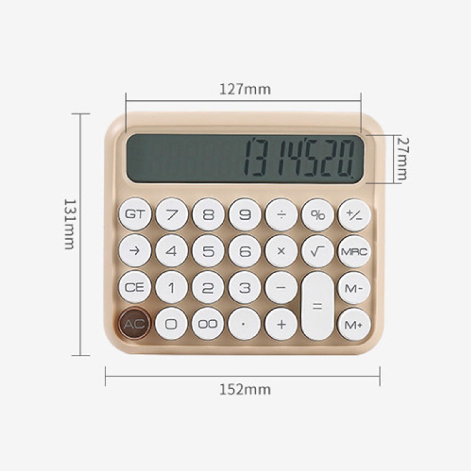 Portable Desktop Calculator Large Display Big Button 12 digits for Home Khaki