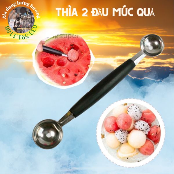 thìa tỉa hoa quả 2 đầu, dụng cụ pha chế