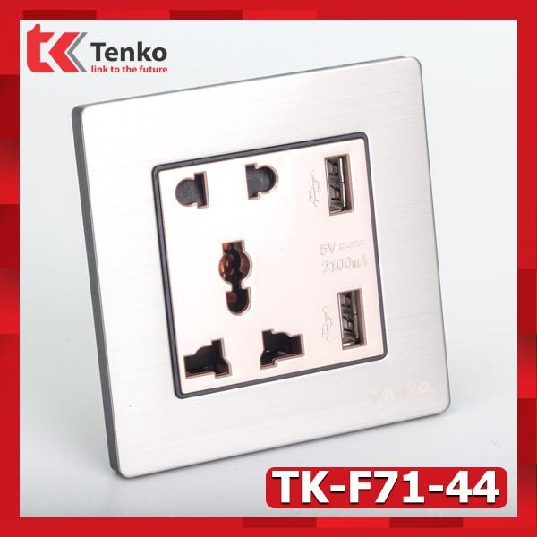 Ổ Cắm Điện Đa Năng Âm Tường Chuẩn Vuông Tích Hợp USB TK-F71-B-44 Cao Cấp