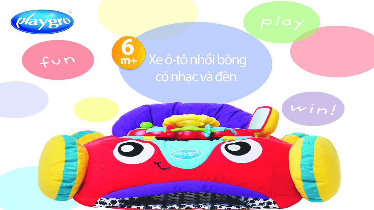 Xe ô-tô nhồi bông có nhạc và đèn Playgro Music and Lights Comfy Car, cho bé 6 - 36 tháng