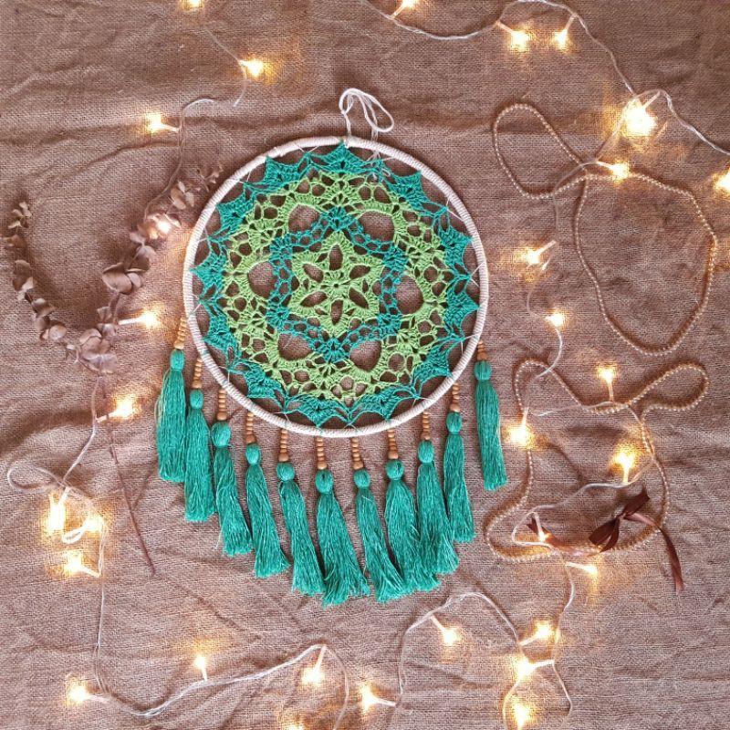 dreamcatcher xanh lá trang trí nhà cửa