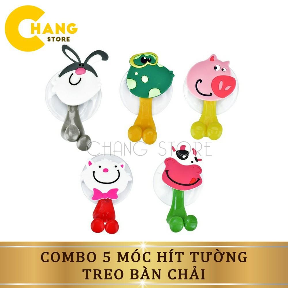 Combo 5 Móc Hít Tường Treo Bàn Chải Hình Thú