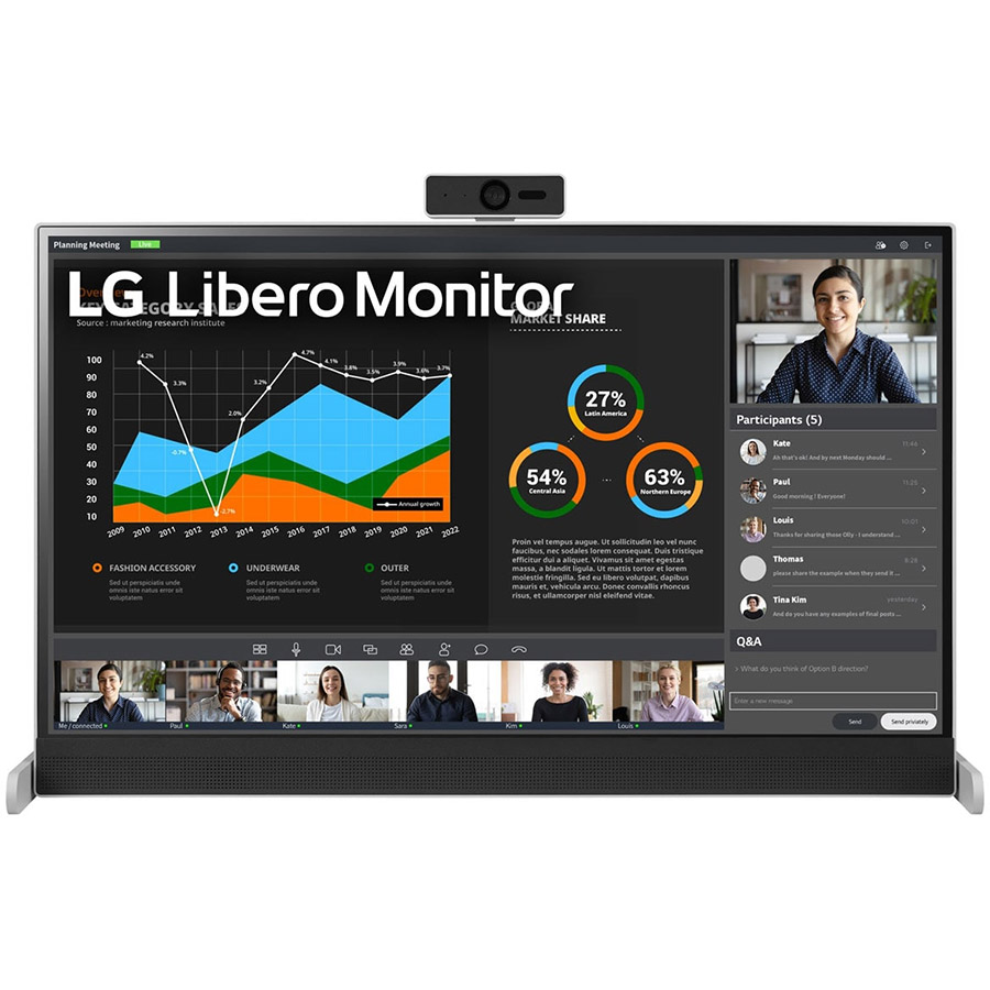 Màn hình LG QHD Libero 27 inch với webcam Full HD, chân đế linh hoạt có thể để bàn hoặc treo tường, 27BQ70QC - Hàng Chính Hãng