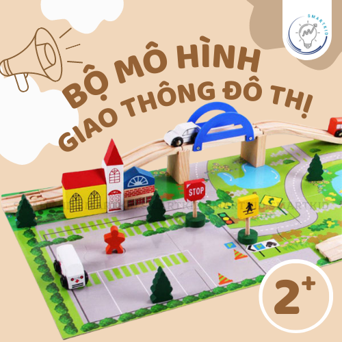 Bộ lắp ráp mô hình giao thông thành phố đô thị - Đồ chơi gỗ thông minh cho bé 2+