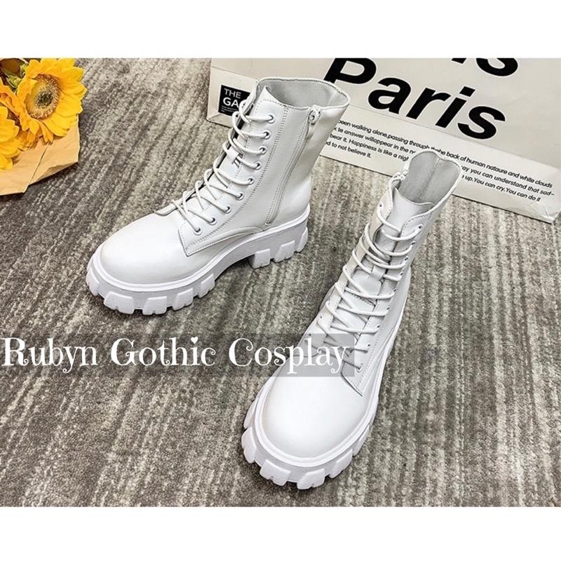 Giày Boots Chiến Binh Mẫu Mới Dây Kéo ( Trắng, Đen ) Size 35-40 .A53