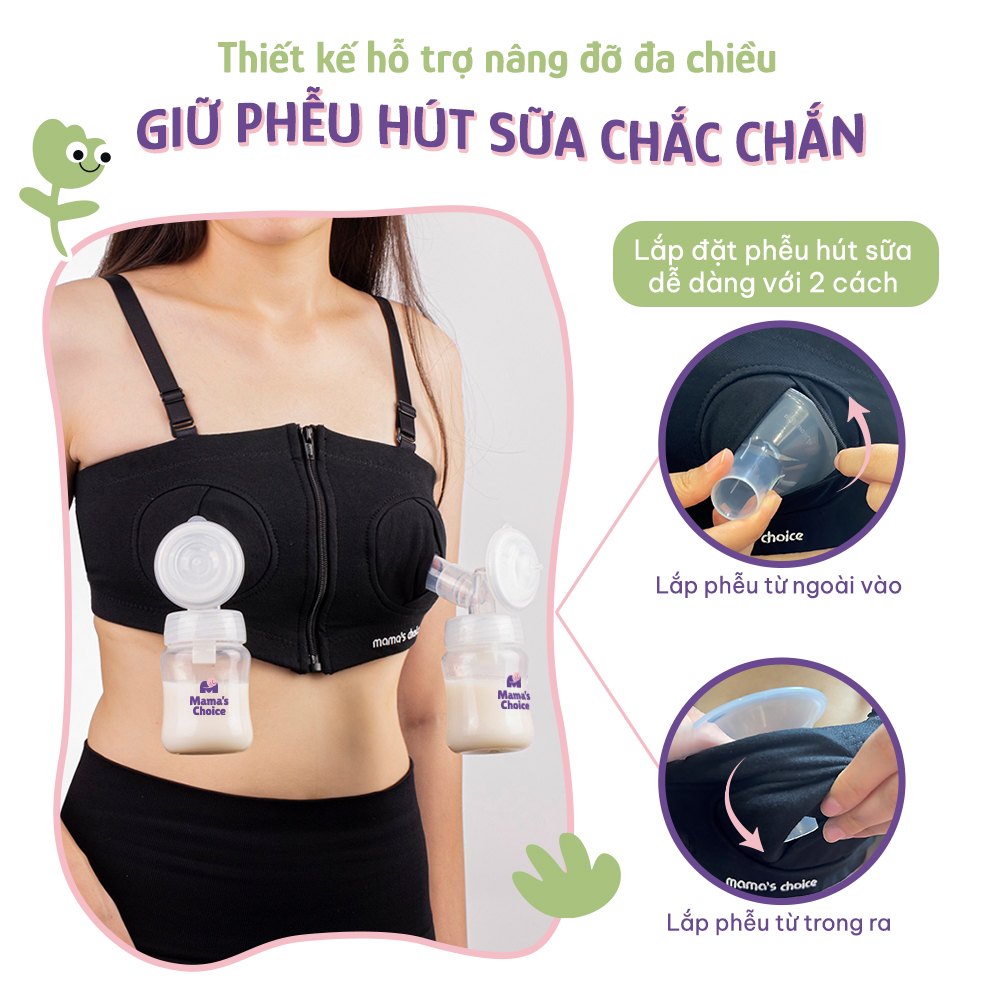 Combo Hỗ Trợ Hút Sữa Rảnh Tay, Áo Hút Sữa và Áo Lót Ngực Đa Năng Mama's Choice, Tăng Hiệu Quả Giảm Gánh Nặng Cho Mẹ