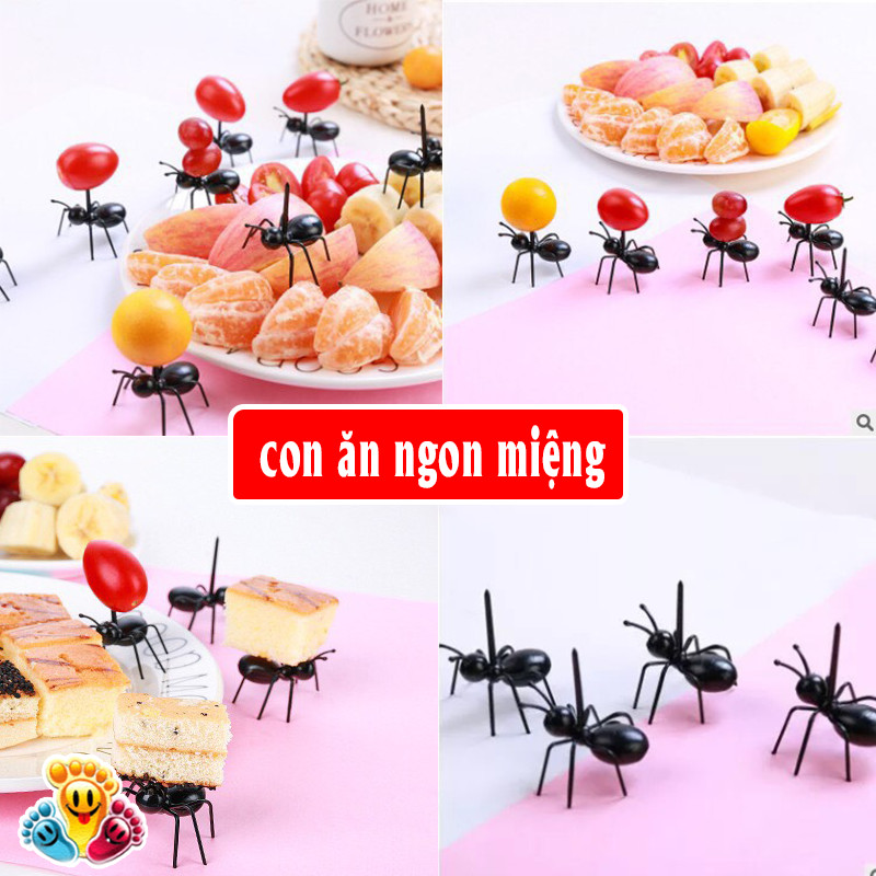 Bộ nĩa 12 xiên hoa quả ngộ nghĩnh đáng yêu hình kiến E202