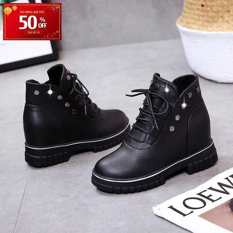 Giày Boots độn gót cổ thấp S1099 (Đen)