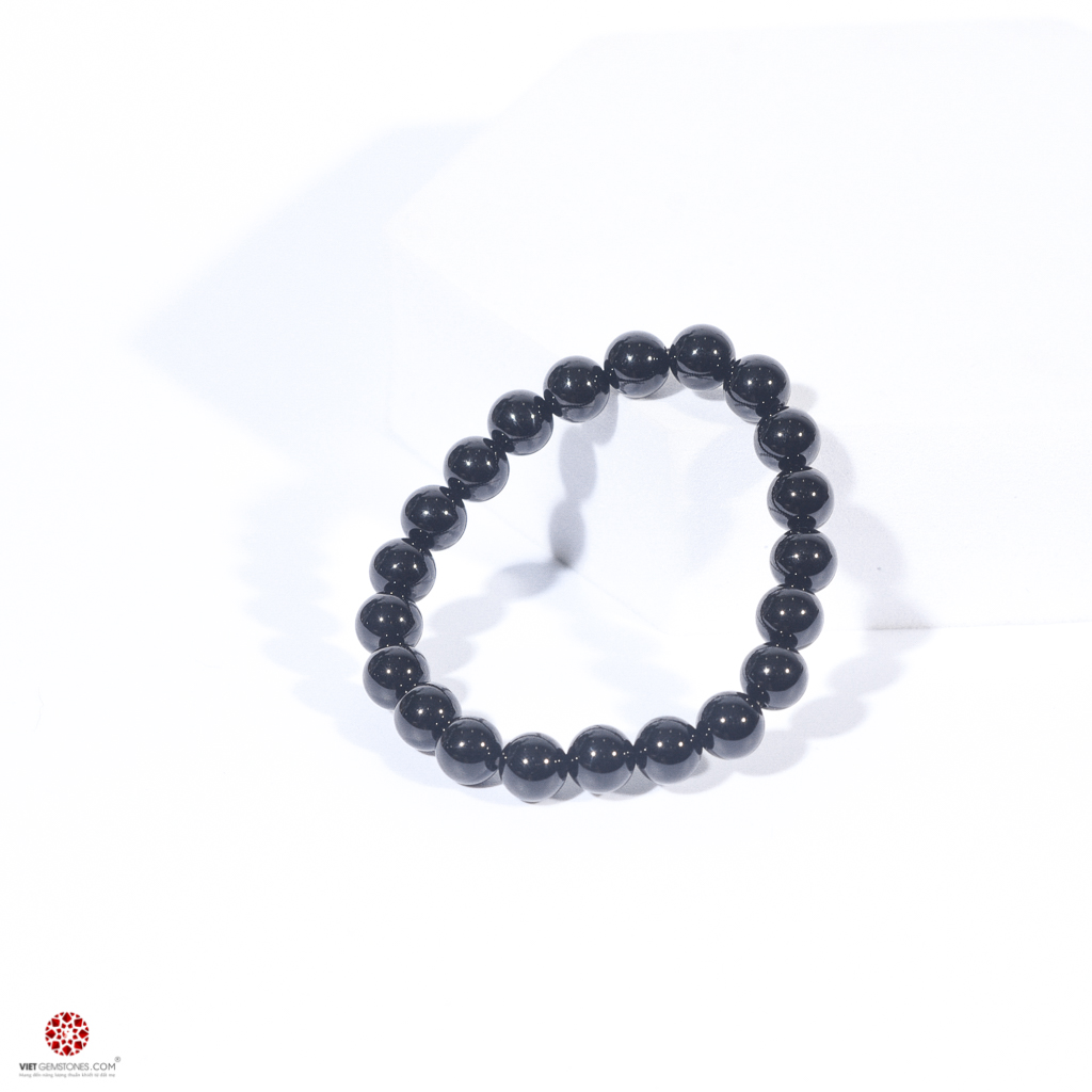 Vòng tay Phong Thủy Obsidian Bóng tự nhiên 100% - đem lại bình an, may mắn - Hợp mệnh Thủy, Mộc - Nhiều kích thước lựa chọn | VietGemstones