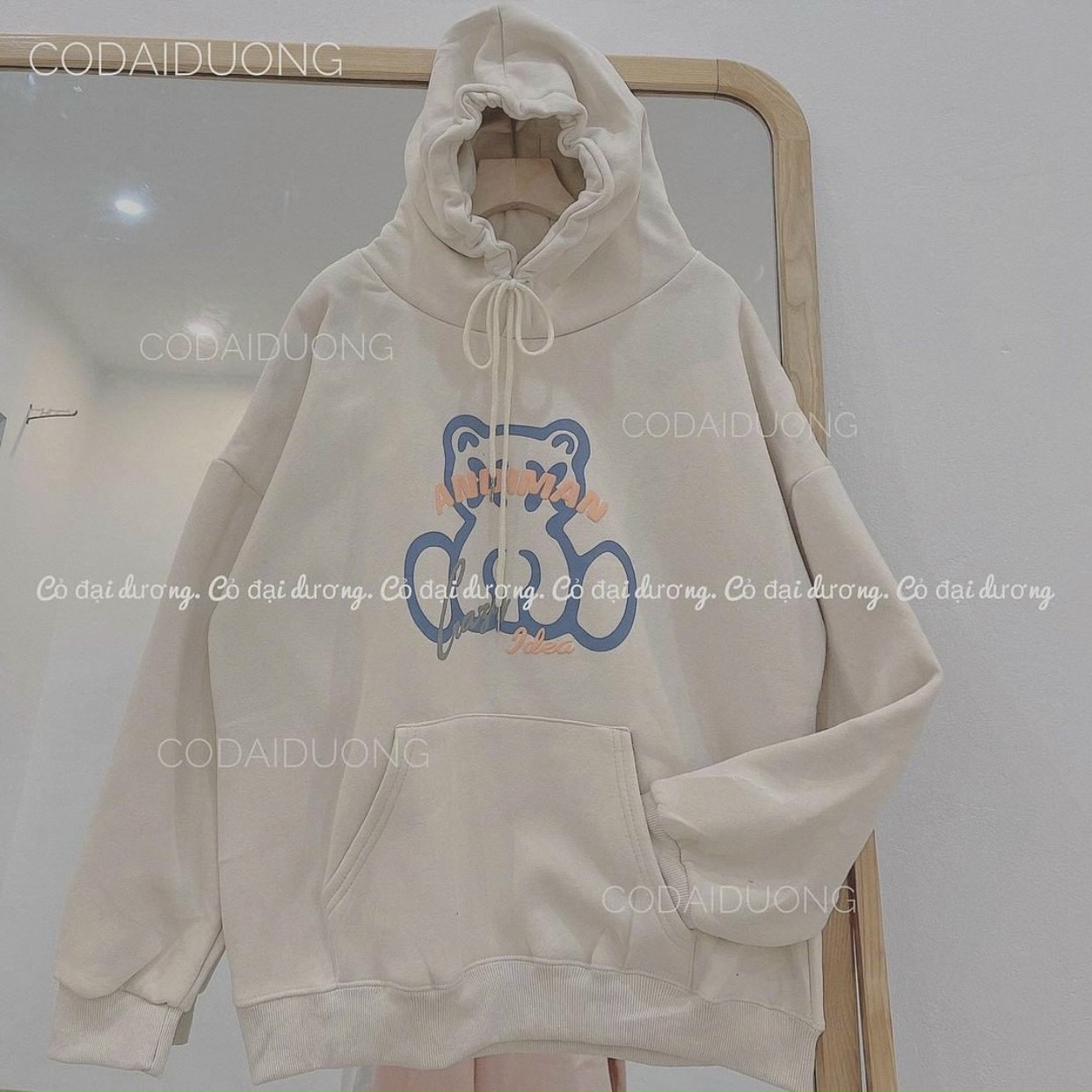 Áo khoác Hoodie Unisex Gấu Hoạt hình In Nổi Cặp Nam Nữ Siêu XinhFREESHIP RẺ ĐẸPForm Rộng Tay Dài