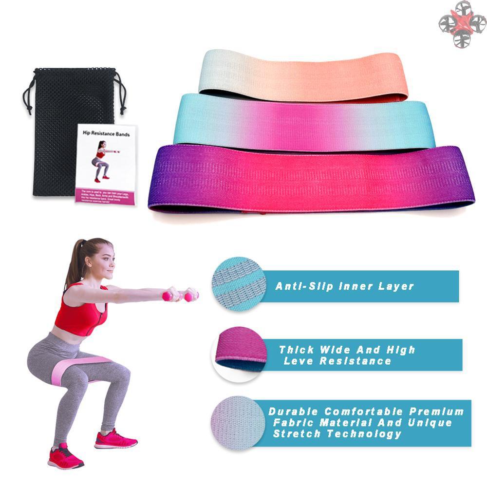 TOP 3PCS Sports Exercise Resistance Loop Bands Set Elastic Booty Band Set for Yoga Home Gym Training
