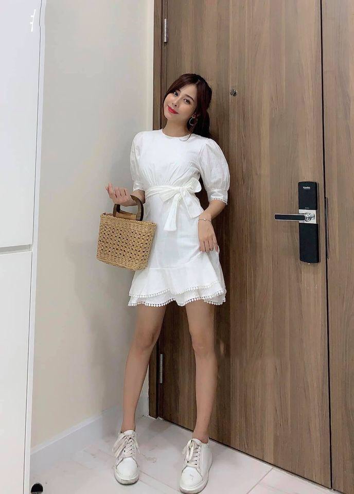 Đầm xòe bèo hở lưng phối ren xinh xinh NT8266