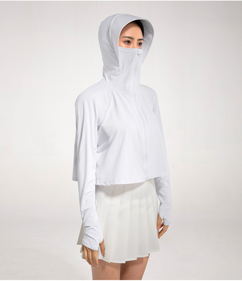 Áo Chống nắng nữ Điều Hoà Chống Tia UV UPF50+ vải thun lạnh có mũ rộng vành dáng ngắn croptop