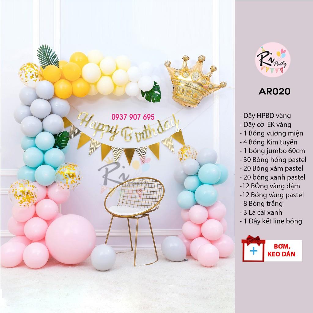 Set bóng trang trí sinh nhật tone pastel cho bé gái/ người lớn