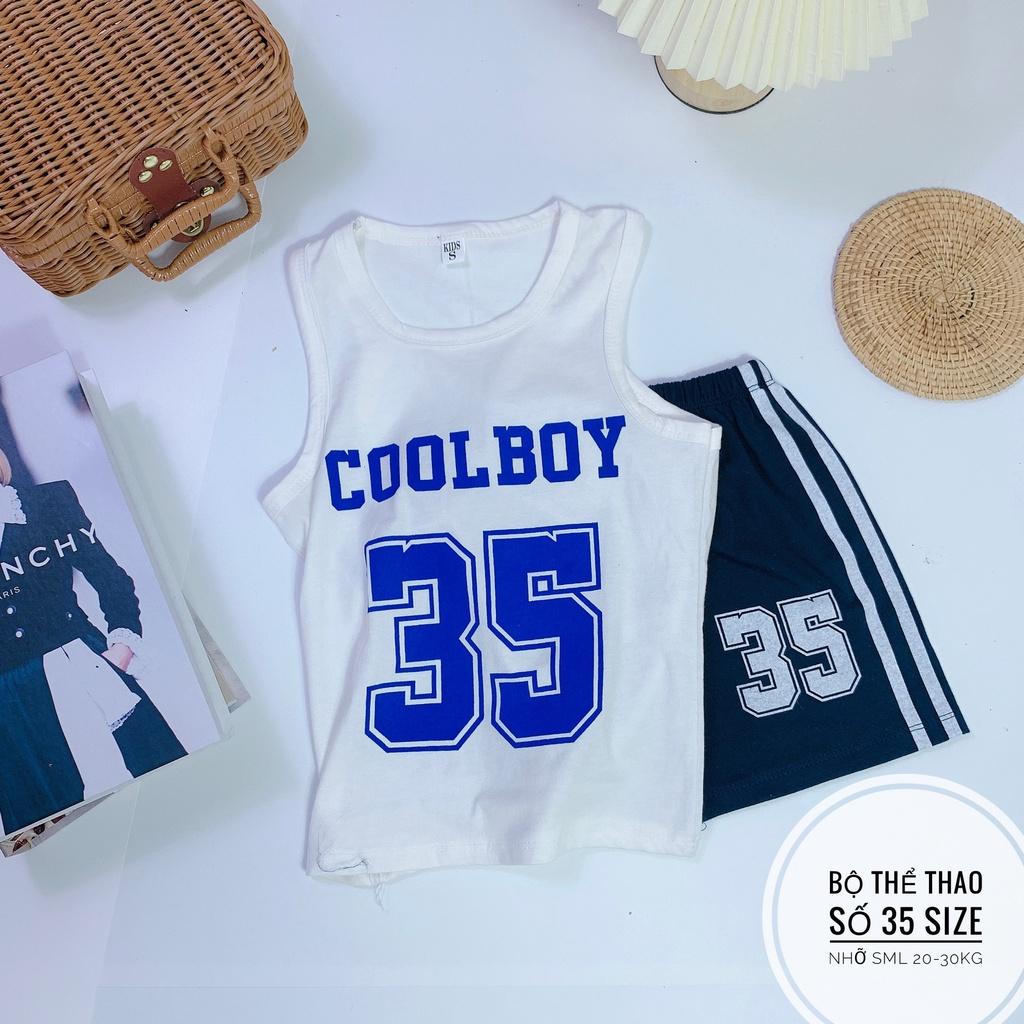 Đồ bộ thể thao sát nách bé trai hình số 35 Coolboy chất cotton 2 chiều giá rẻ cho bé 20-30kg