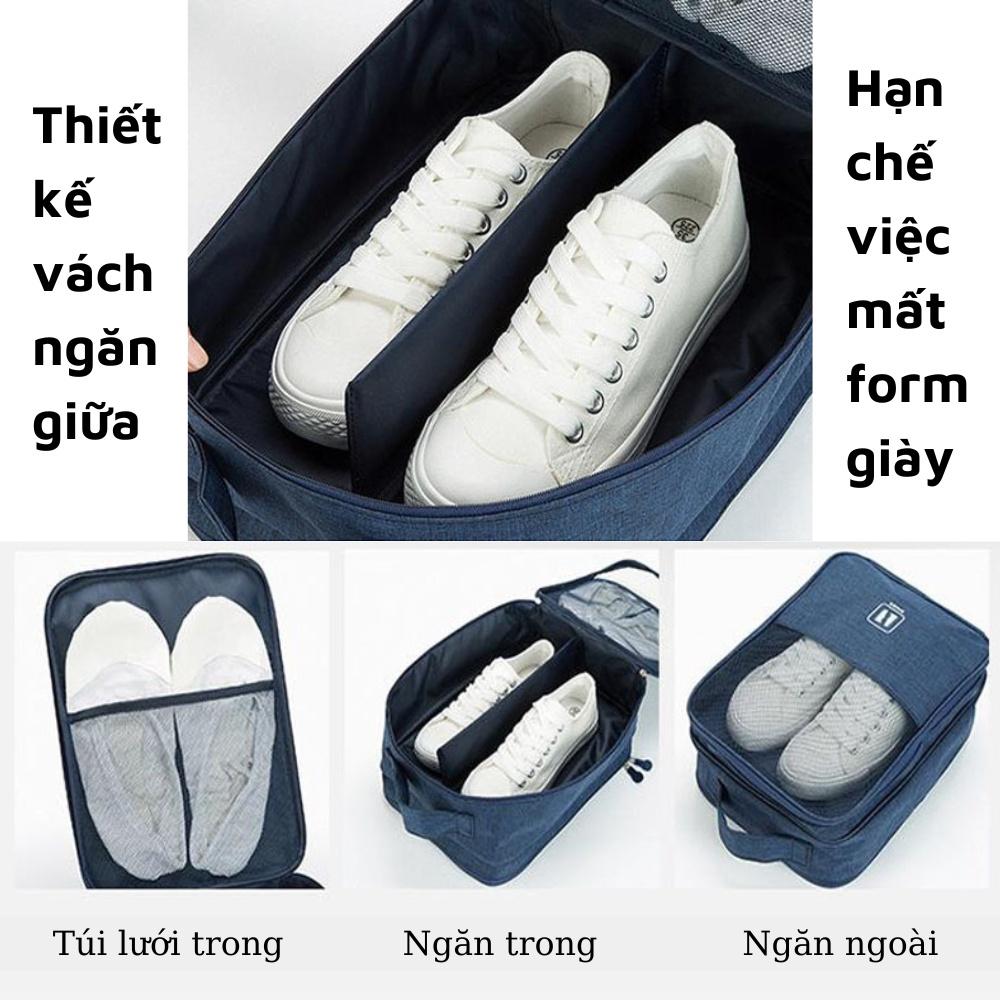 Túi đựng đồ du lịch có khe gài tay kéo vali túi đựng giày dép 3 ngăn chống thấm nước tiện lợi