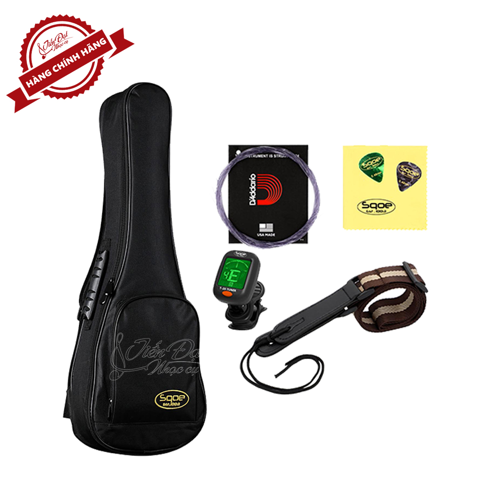 Đàn Ukulele Concert SQOE SQ UK-2420C, Gỗ KOA Nguyên Tấm Cao Cấp, Kèm Quà Tặng - Hàng Chính Hãng