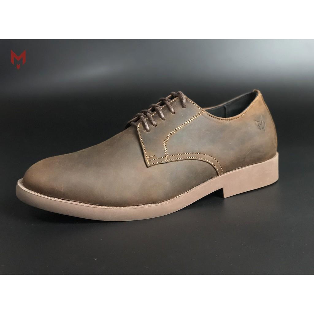 Giày tây nam Derby Plain MAD Shoes da bò sáp ngựa điên buộc dây thời trang cao cấp chất lượng tốt