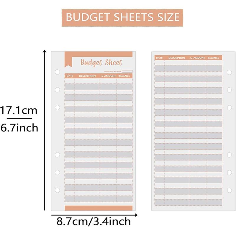 60 Pcs A6 Expense Tracker Budget Paper with Subscription Hole Fit Cash Envelopes for Budgeting Wallet Budget Planner