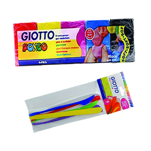 Combo 1 hộp đất nặn PONGO 500G COL ASS-GIOTTO + 1 Vỉ dao cắt đất nặn Giotto Patplume