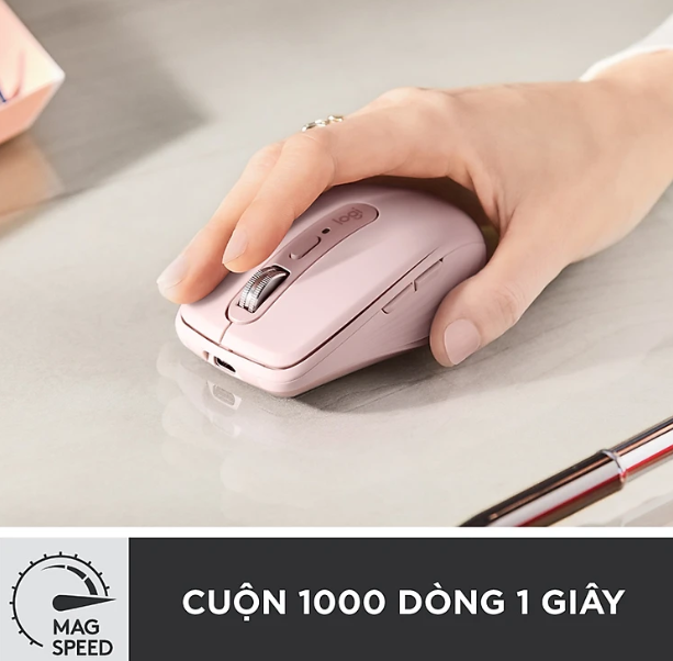 Chuột không dây Logitech MX Anywhere 3 màu hồng-Hàng chính hãng