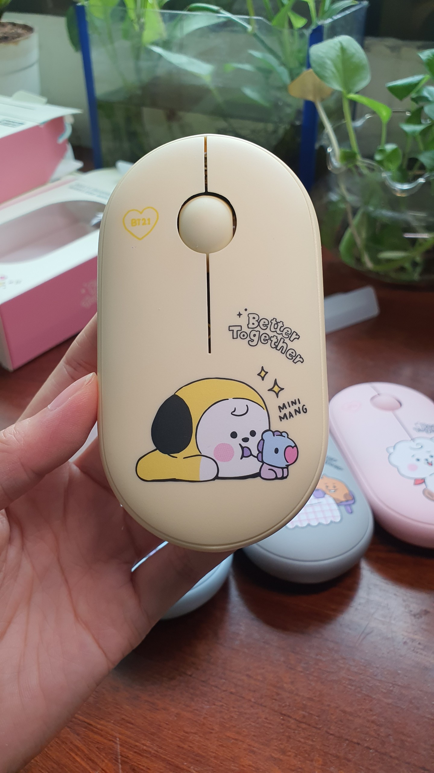 CHUỘT KHÔNG DÂY BT21 BABY VER 3 2021 CHỐNG ỒN KẾT NỐI 2 CÁCH-HÀNG CHÍNH HÃNG