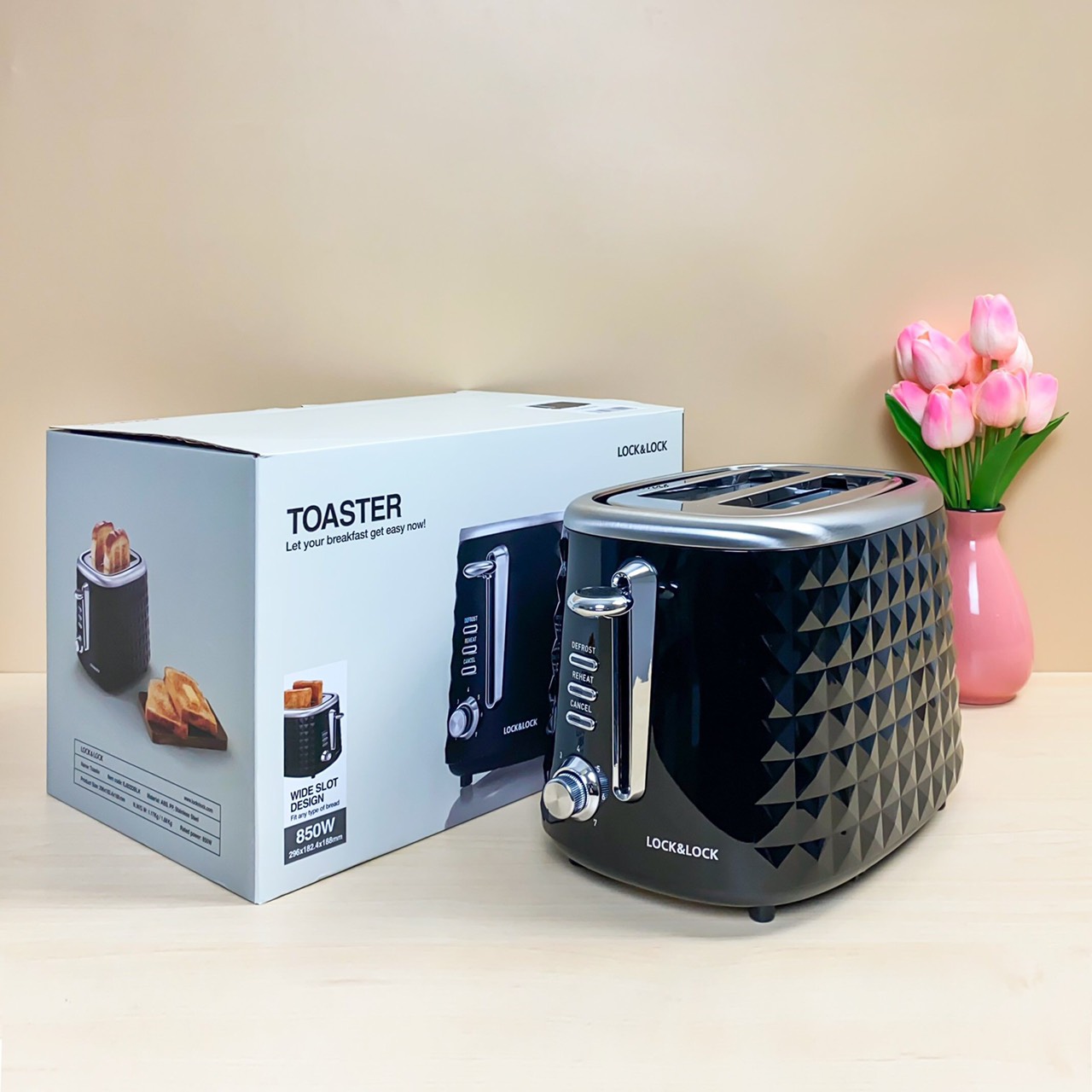 Máy Nướng Bánh Mì Lock&Lock EJB222BLK 850W Màu đen - hàng chính hãng