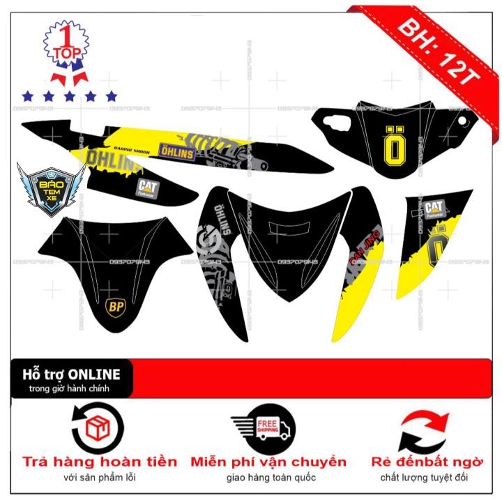 Tem rời dán xe Click 110 ohlins dán xe đen - Bi Decal