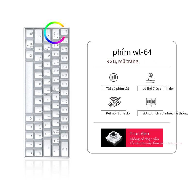 Phiên bản tiêu chuẩn ba chế độ 64RGB được ưa chuộng nhất với đèn nền bàn phím cơ Bluetooth USB không dây trục xanh lục trục đen trục trà trục đỏ
