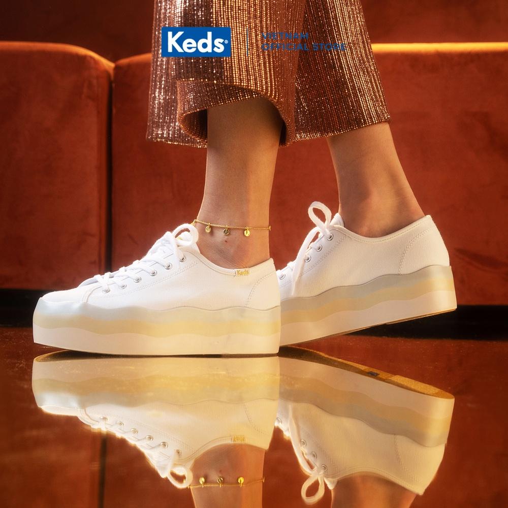 Giày Keds Nữ- Triple Up Canvas Wave Foxing White- KD066008