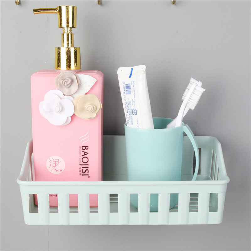 Khay Nhựa Chữ Nhật Dán Tường Đa Năng Tiện Dụng Không Cần Khoan Tường, Kệ Nhựa Nhà Tắm, Dùng Nhà Bếp Đa Dụng