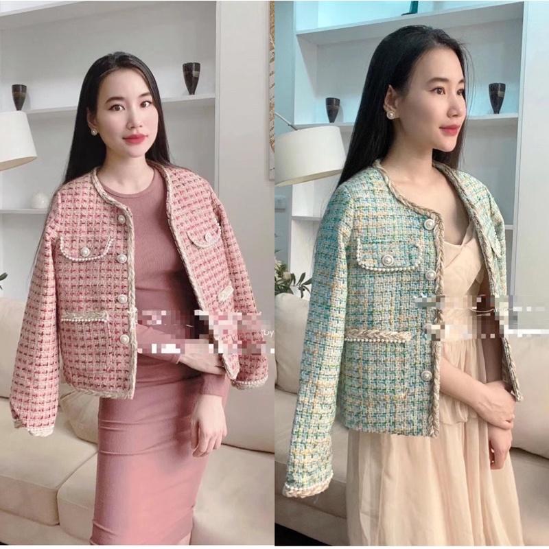 Áo khoác dạ tweed khuy đá chuẩn SDD (ảnh thật)