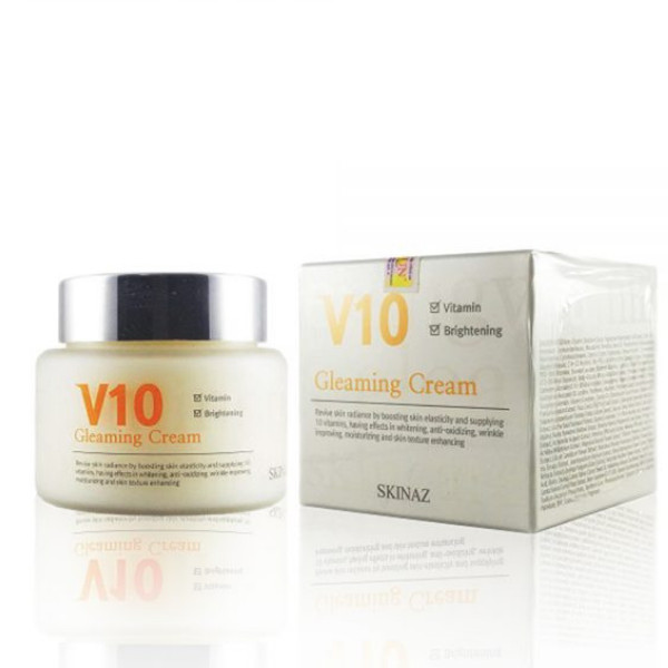 Kem Dưỡng Trắng Sáng Da Mặt Cao Cấp V10 Gleaming Cream Skinaz Hàn Quốc - Dưỡng Trắng, Làm Sáng Và Duy Trì Độ Ẩm Cho Làn Da