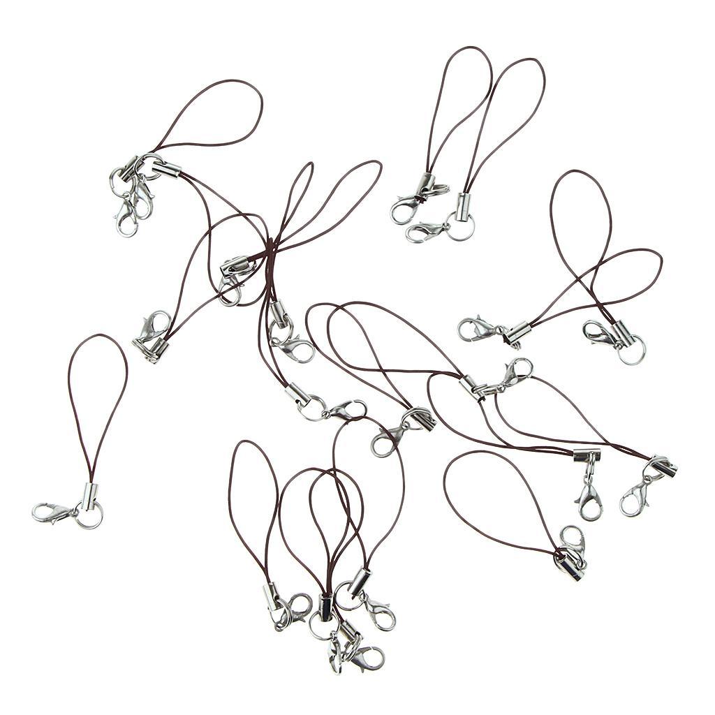 2X 20pcs DIY Mobile Cellphone Keychain Lanyard Charms DIY Rope Coffee
