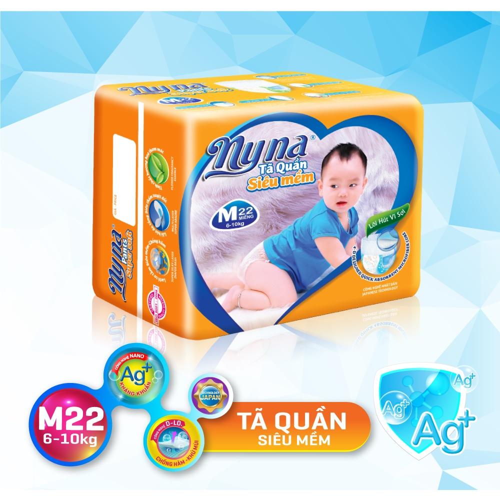 Tã Quần Siêu Mềm Siêu Thấm Đủ Size M 22 Miếng - Bỉm Quần Nyna Chính Hãng