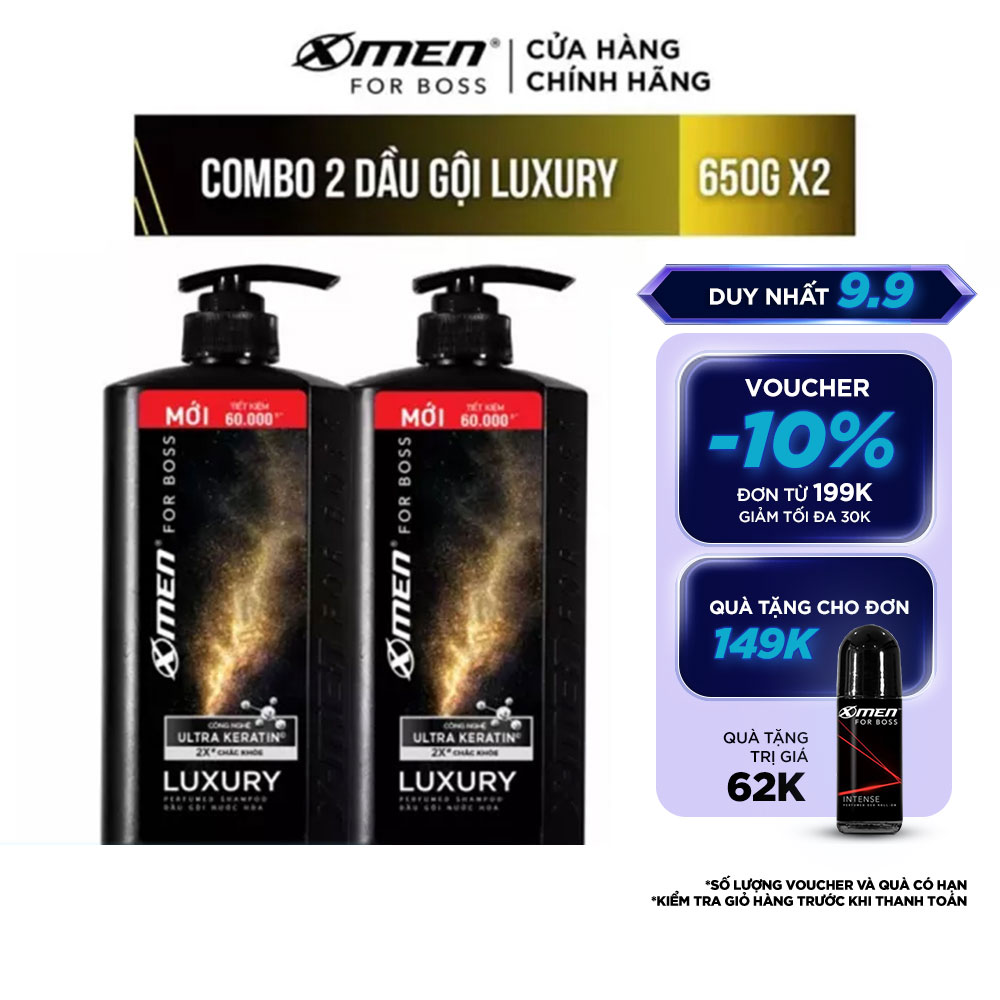 Combo 2 Dầu Gội Xmen for boss Hương Sang Trọng Luxury 650g/chai