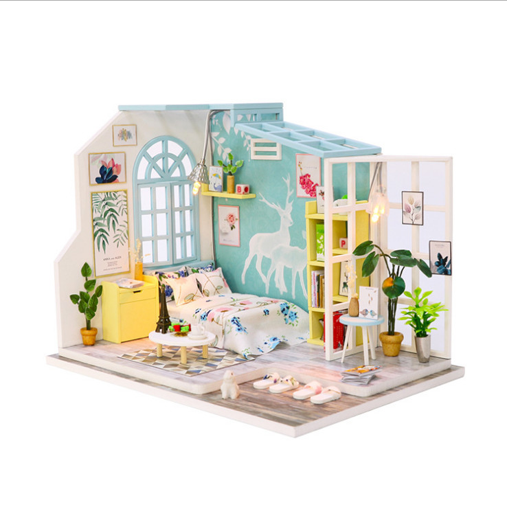 Mô hình nhà DIY Doll House Family Nap Kèm Mica Chống bụi