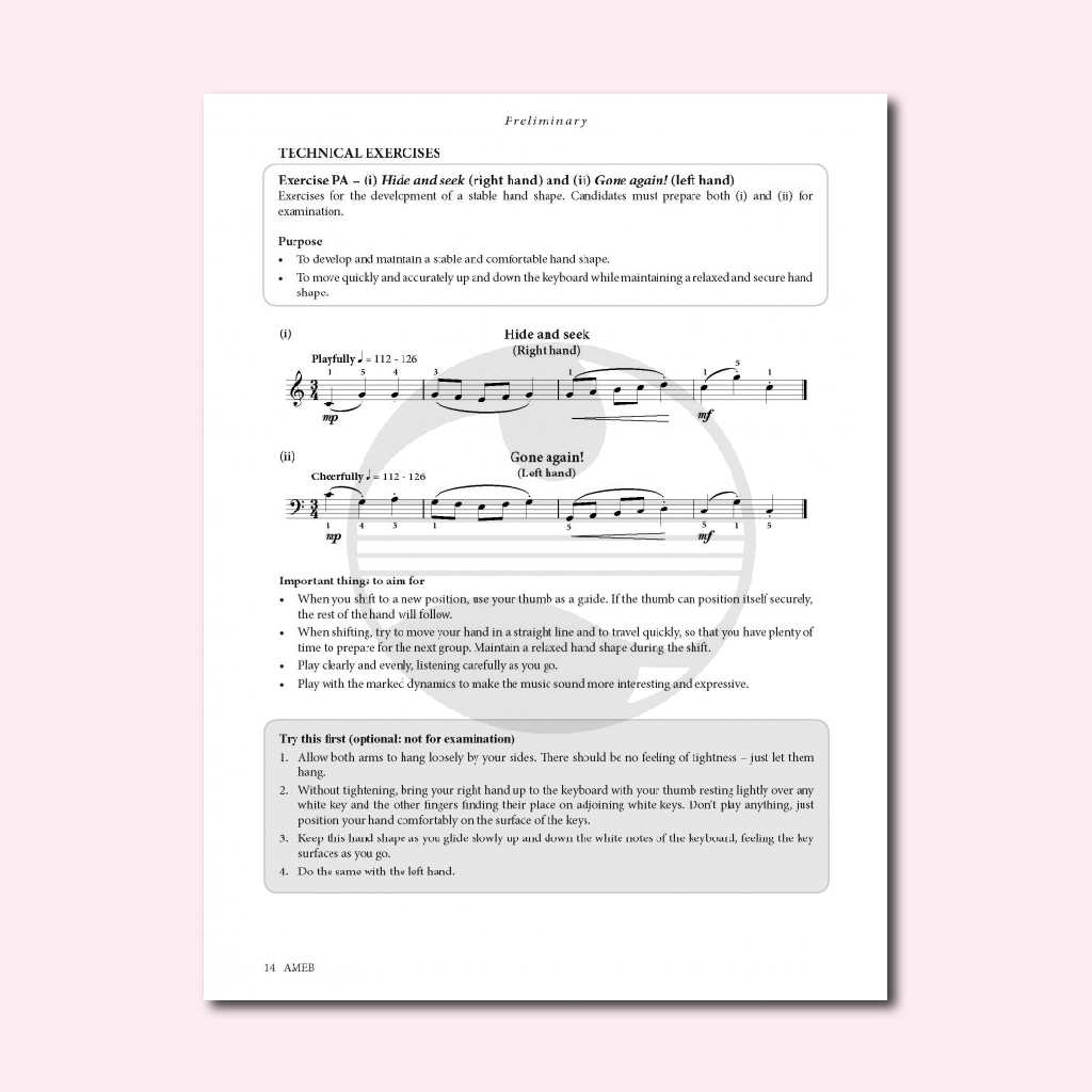 Hình ảnh Sách Luyện Kỹ Thuật Piano AMEB - 2018 Piano Technical Work Level 1 (Preliminary - Grade 4)