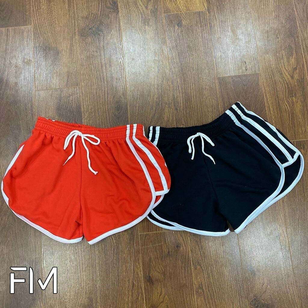 Quần short thun nữ ba sọc viền phong cách unisex