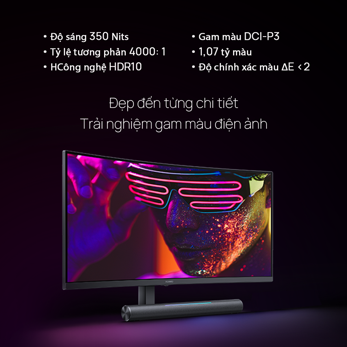 Màn Hình HUAWEI MateView GT | Màn Hình Cong 34” | Độ phân giản 3K 165Hz | Thanh Âm Thanh Nổi | Hàng Chính Hãng