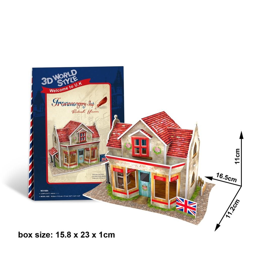 Mô hình giấy 3D - Bộ nhà truyền thống Anh -Tronmongery Shop- W3108h