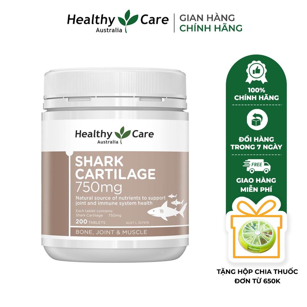 Viên uống sụn vi cá hỗ trợ xương khớp Healthy Care Shark Cartilage 750mg 200 viên