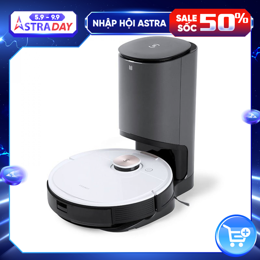 Robot hút bụi lau nhà Ecovacs Deebot T8 Max Plus - hàng nhập khẩu chính hãng full VAT, bảo hành chính hãng 12 tháng bởi Vietnam Robotics, lực hút 1500Pa, thời gian hoạt động 3 giờ liên tục