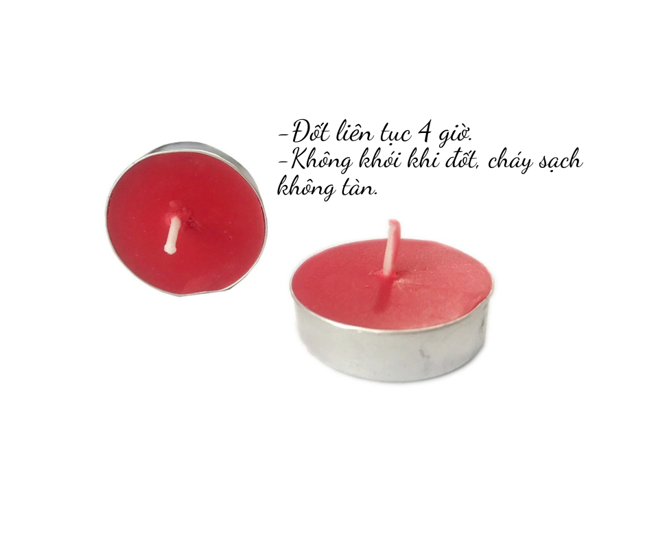 Nến Không Khói, Đỏ, Tealight Đỏ, , Chính Hãng Từ Thương Hiệu R2D, Thành Phần Tự Nhiên, Lành Tính.