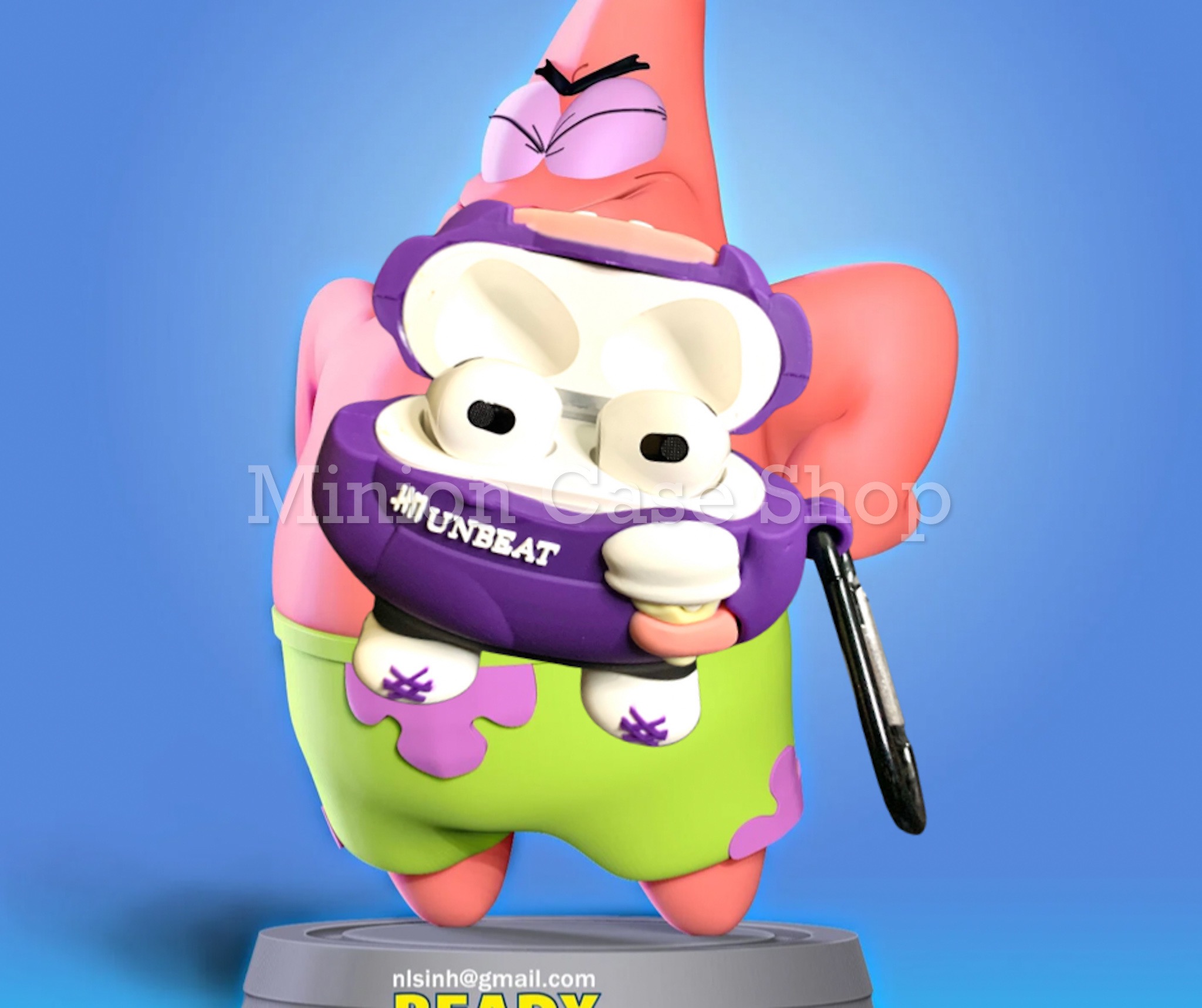 Bao Case Ốp dành cho Airpod 3 patrick star áo hoodie tím siêu cool silicon 3d cao cấp