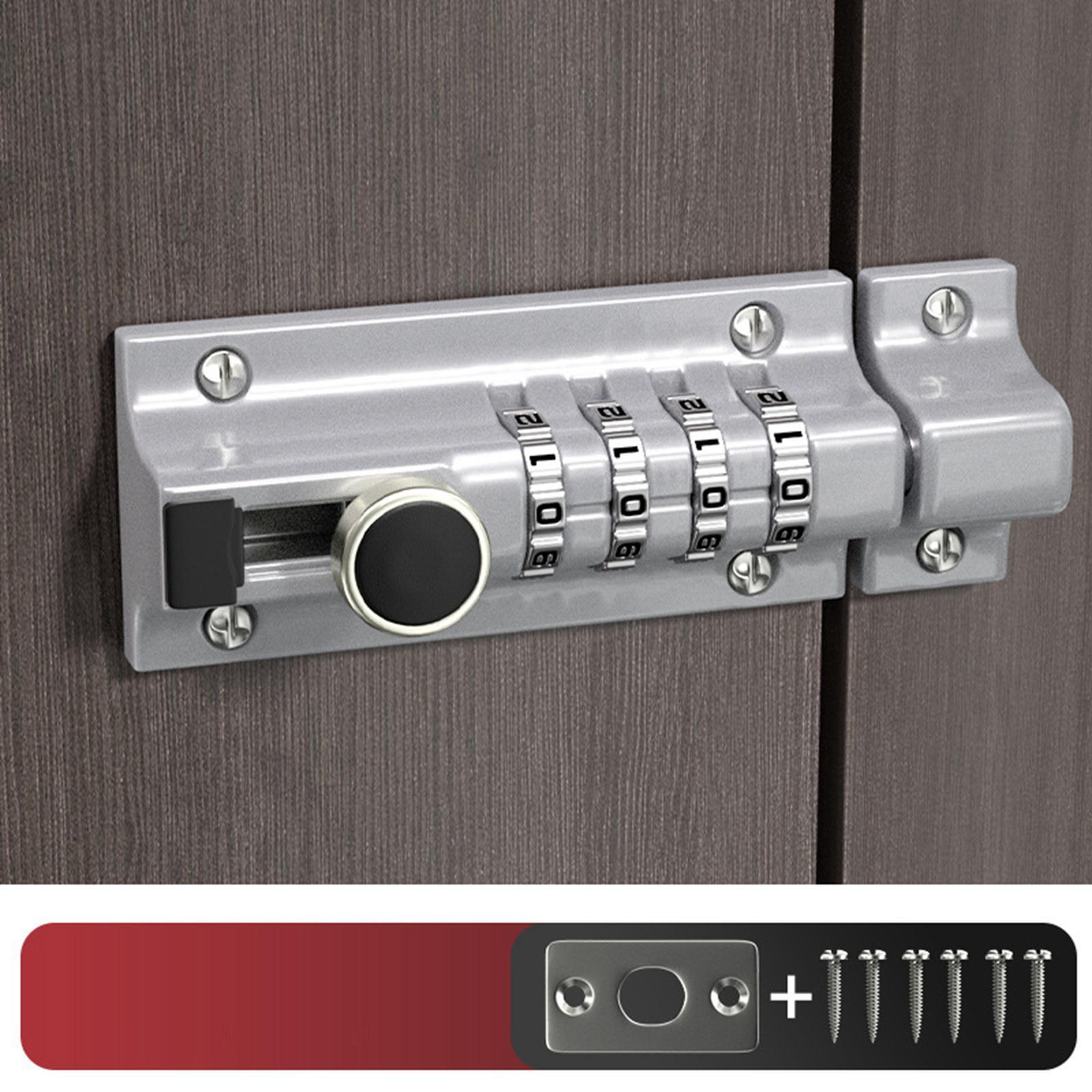 Combination Locking Bolt, Zinc Alloy Combination Barrel Bolt, Slide Latch Lock with Password Setting for Shed,Garages,Fences,Iron Gate