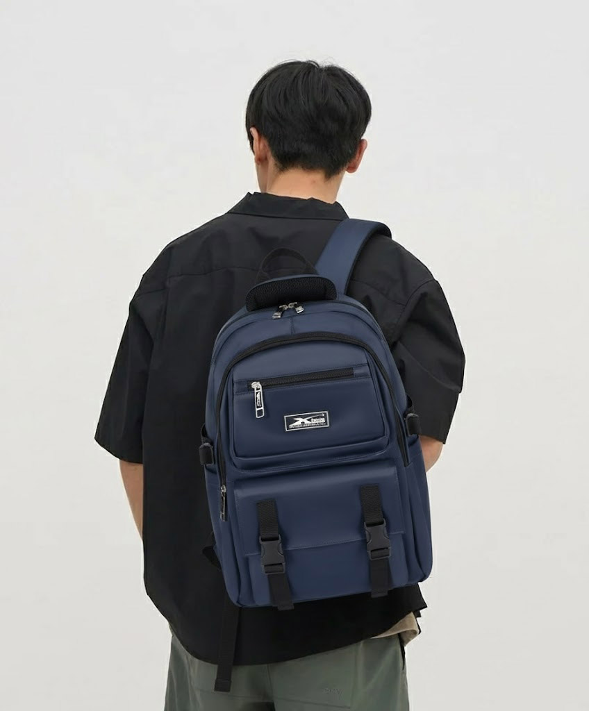 Balo học sinh chống nước cao cấp Xbags Dark Blue – Balo trung học năng động, nhiều ngăn tiện lợi, xanh đen cá tính XB3202